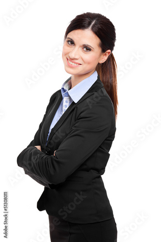 Photo: Smiling businesswoman isolated on white Smiling businesswoman isolated on white