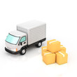 A truck and cardboard box