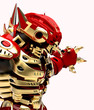Illustration: golden red robott close up golden red robott close up