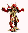 Illustration: golden red robot side view golden red robot side view