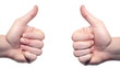 Two thumbs up isolated on a white background.