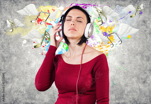 Photo: Girl with earphones Girl with earphones