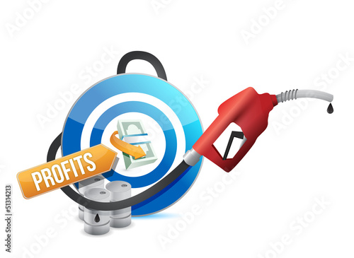 Illustration: profit target with a gas pump nozzle profit target with a gas pump nozzle