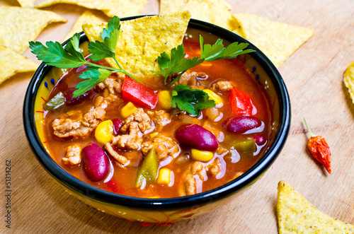 Photo: Mexican soup with tacos Mexican soup with tacos