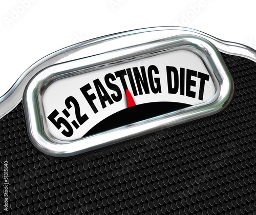 Illustration: 5:2 Fasting Diet Words on Scale Lose Weight 5:2 Fasting Diet Words on Scale Lose Weight