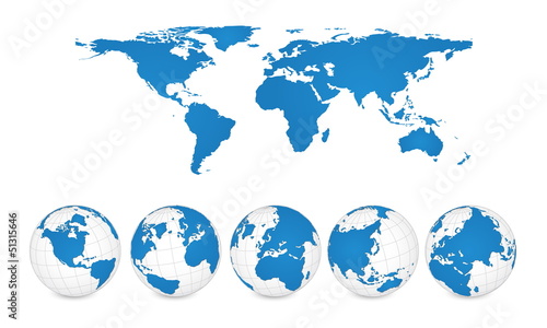 Vector: World Map and Globe Detail Vector Illustration, EPS 10. World Map and Globe Detail Vector Illustration, EPS 10.