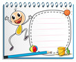 Vetor: A notebook with a drawing of a child jumping A notebook with a drawing of a child jumping