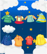Vector: Different hanging clothes Different hanging clothes