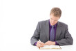 a young businessman on white background