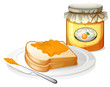 Vector: A sandwich in a plate with an orange jam A sandwich in a plate with an orange jam