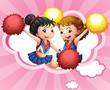 Two young and energetic cheerdancers