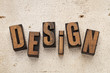 design word in wood type