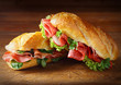 Delicious salami and ham baguettes