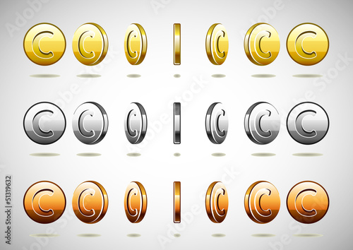 Vector: different rotation coins different rotation coins