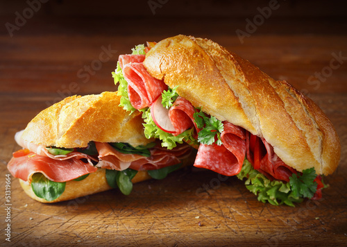 Photo: Delicious salami and ham baguettes Delicious salami and ham baguettes