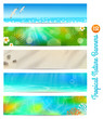 Travel and vacation vector banners with tropical natures