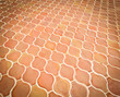 Perspective of orange tiles floor