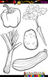 cartoon vegetables set for coloring book
