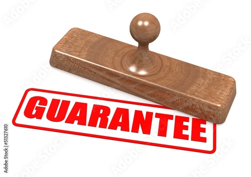 Illustration: Guarantee word on wooden stamp Guarantee word on wooden stamp