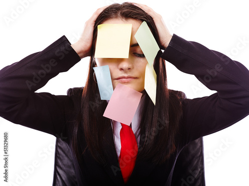 Photo: Tired businesswoman in closeup Tired businesswoman in closeup