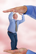 Man is under pressure between two hands