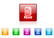 read vector glossy web icon set