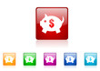 piggy bank vector glossy web icon set