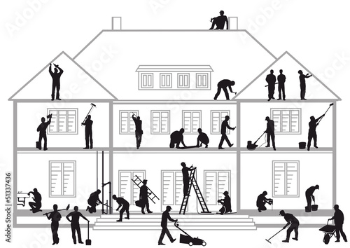 Vector: Bauhandwerker bei der Arbeit Bauhandwerker bei der Arbeit