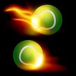 Tennis ball on fire flame