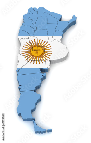 Illustration: 3D Map of Argentina 3D Map of Argentina