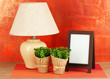 Brown Photo Frame And Lamp
