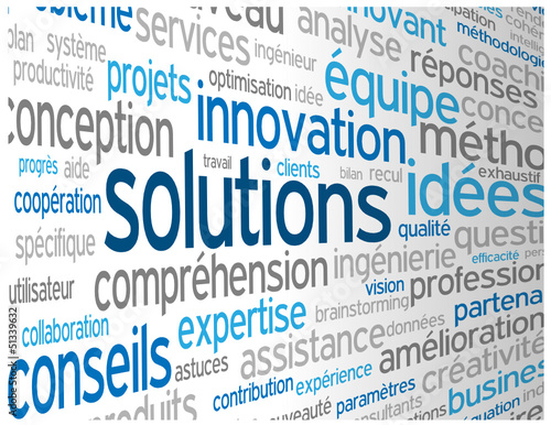 Vector: Nuage de Tags "SOLUTIONS" (idées créativité innovation équipe)) Nuage de Tags "SOLUTIONS" (idées créativité innovation équipe))