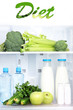 Foto: Open refrigerator with vegetarian food Open refrigerator with vegetarian food