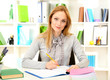Portrait of teacher woman working in classroom