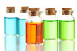 Bottles with basics oils isolated on white