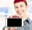 Red head and phone