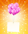 balloons and a card on background with stars