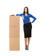 businesswoman with big carton boxes