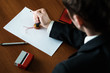Notary stamping document