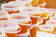 Photo: honey on counter in market honey on counter in market