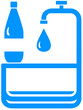 sign with tap, bottle and drop - drinking water symbol