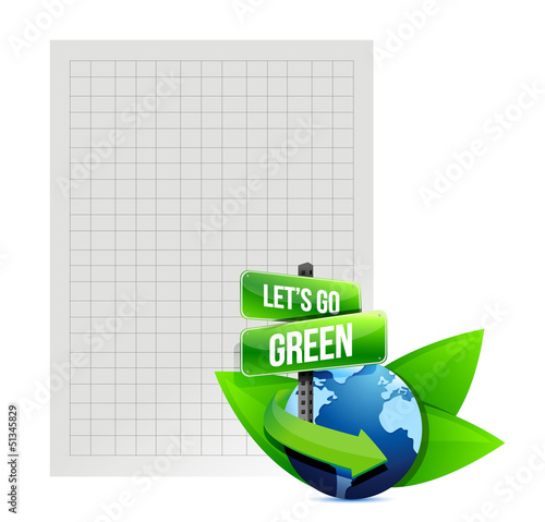 Illustration: lets go green. recycle paper lets go green. recycle paper