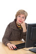 Education, mid adult teacher and her computer