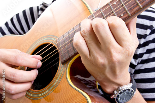 Photo: Guiter player picking music in studio Guiter player picking music in studio