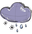 Cloud with snowflakes and rain drops weather icon