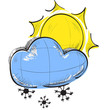 Cloud with snowflakes and sun weather icon