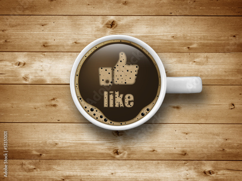 Illustration: Kaffeetasse mit Like Kaffeetasse mit Like