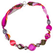 pink and brown silk and metal ball necklace