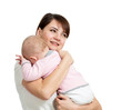 loving mother holding baby isolated on white