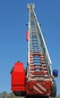 stair riser and blue truck Siren of firefighters during an emerg